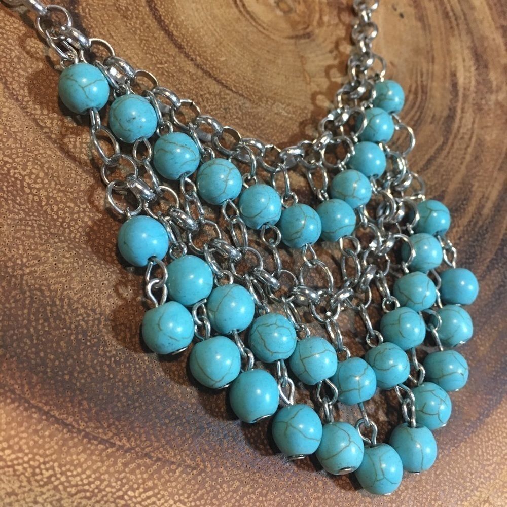 Turquoise & Silver Necklace with Earrings - Picture 7 of 8